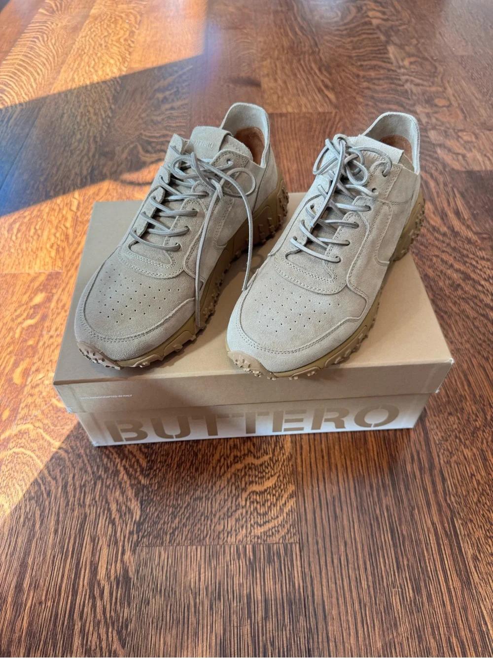 Men's Beige Suede Athletic Sneakers